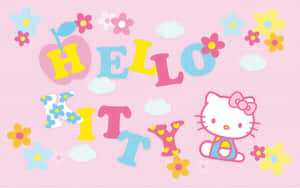 Flowery Cute Pink Hello Kitty Background Wallpaper