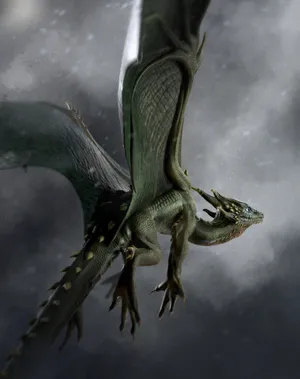 Flying Green Dragon Artwork Wallpaper