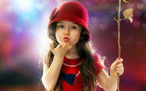 Flying Kiss Cute Baby Girl Wallpaper