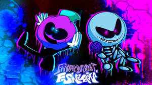 Fnf Blue Pink Digital Art Wallpaper