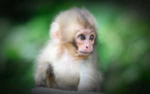 Focused Cute Monkey Photo Wallpaper