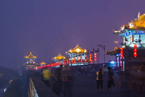 Foggy Night In Xian Wall Wallpaper