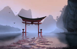 Foggy Torii Gate Wallpaper