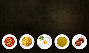 Food Plates Black Desktop Wallpaper