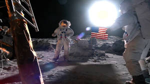 For All Mankind Usa Flag On Moon Wallpaper