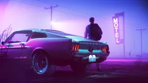 Ford Mustang Purple Aesthetic Laptop Wallpaper