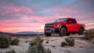 Ford Raptor In Red Color Wallpaper