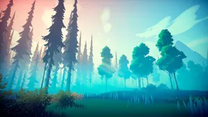 Forest Landscape In Light Tonal Colors Wallpaper