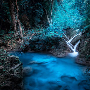 Forest Waterfall Fantasy Wallpaper
