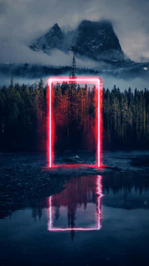 Forest With Neon Red Light Fondos De Pantalla Wallpaper