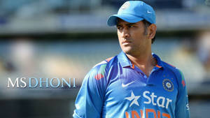 Former Indian Cricket Team Captain, Ms Dhoni In Action Wallpaper