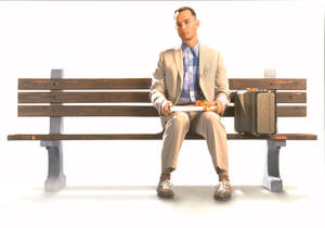 Forrest Gump Bench With Suitcase Wallpaper