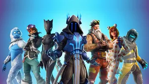 Fortnite 2560x1440 Posing Blue Background Wallpaper