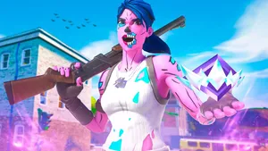 Fortnite Pink Ghoul Trooper Action Pose Wallpaper