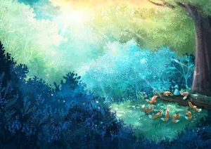 Fox Skulk Forest Art Wallpaper