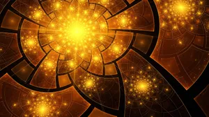 Fractal Golden Sparkles Circular Patterns Wallpaper