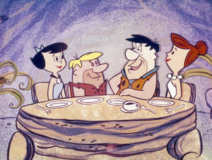 Fred Flintstone Friends Cartoon Art Wallpaper