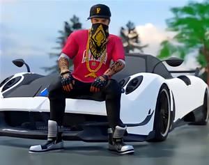 Free Fire Hip Hop Bundle On Bugatti Car Wallpaper