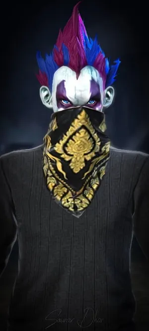 Free Fire s Joker Avatar Showing A Thrilling Face Behind The Mask. Wallpaper WallpapersOK