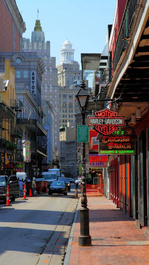 French Quarter Harley Davidson Neon Light Wallpaper