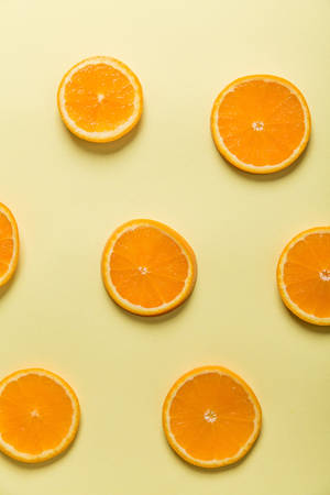 Fresh Orange Fruit Neon Yellow Wallpaper