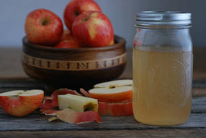 Freshly Made Diy Apple Cider Vinegar In A Jar Wallpaper