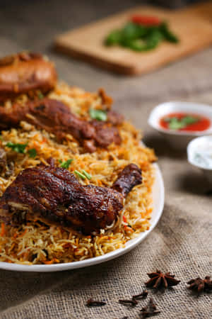 Fried Chicken Biryani Indian Food Wallpaper