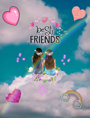 Friends On Clouds Girly Bff Wallpaper