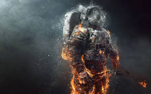 Frozen Burning Space Astronaut Wallpaper