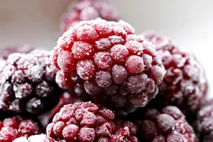 Frozen Dark Red Raspberries Wallpaper