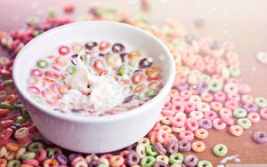 Fruit Loops In White Bowl Wallpaper