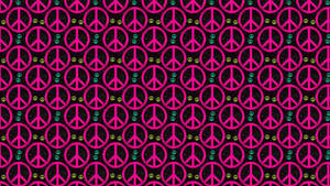 Fuchsia Pink Peace Symbols Wallpaper