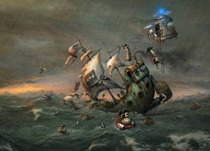 Full 4k Steampunk Pirate Robots Wallpaper