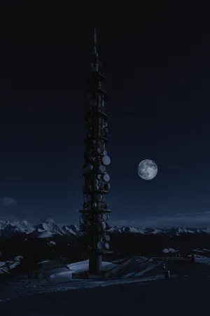 Full Moon By Tower Wallpaper