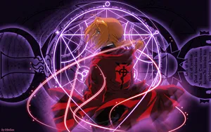 Fullmetal Alchemist Edward Elric With Purple Symbol Wallpaper