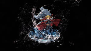 Fullmetal Alchemist Elric Brothers Back To Back Splash Wallpaper