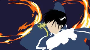 Fullmetal Alchemist Minimalist Roy Mustang On Fire Wallpaper