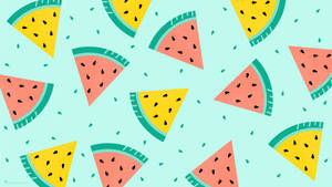 Fun Colored Cute Watermelon Slices Wallpaper