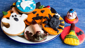 Fun Halloween Cookies Dessert Wallpaper