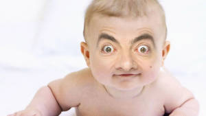 Funny Baby With Mr. Bean Face Wallpaper