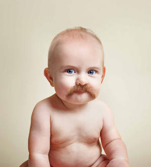 Funny Baby With Mustache Wallpaper