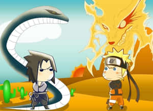 Funny Naruto And Sasuke Rivalry Fanart Wallpaper