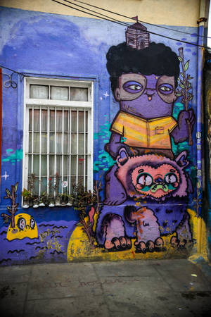 Funny Purple Wall Graffiti Iphone Wallpaper