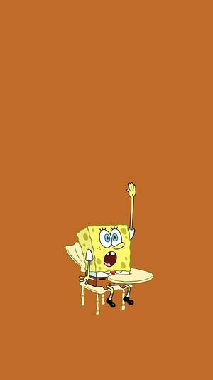 Funny Spongebob Raising His Hand Wallpaper