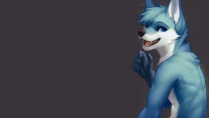Furry Ice Blue Male Wolf Wallpaper