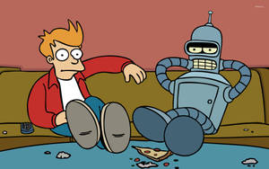 Futurama's Bender Enjoying A Cigar Wallpaper