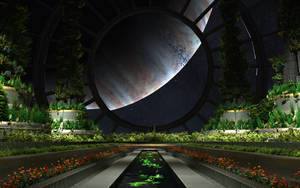 Futuristic Agriculture In Space Wallpaper