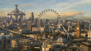 Futuristic City Around Big Ben Wallpaper