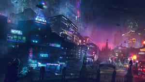 Futuristic City Of Cyberpunk Artwork Hd Wallpaper