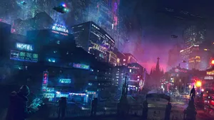 Futuristic City Of Cyberpunk Artwork Hd Wallpaper